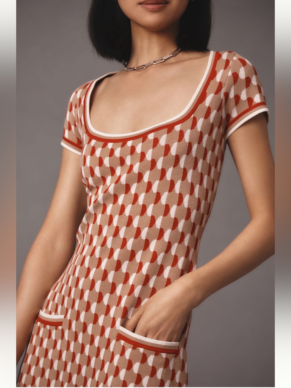 OBO~ Anthropologie Square-Neck Fit & Flare Sweater Mini Dress Sz.L